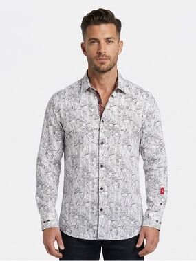 Di Nero Button Down Shirt S/S Band Print Size XL NWT